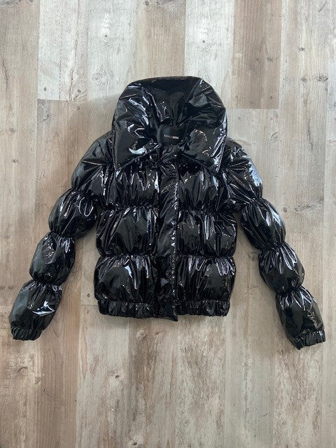 Women's Patent Leather Puffer Coat